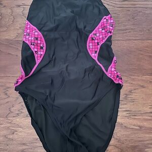 TYR Black One Piece with Pink Accents
